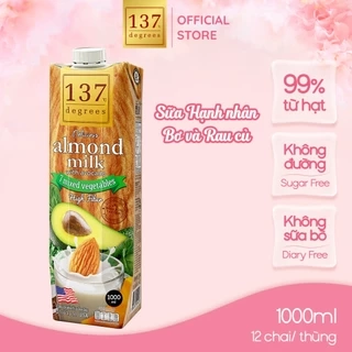 Sữa Hạt Hạnh Nhân Bơ Và Rau Củ Nguyên Chất 137 DEGREES Ngọt Từ Mật Hoa Dừa (Không Đường)