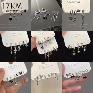 17km Đơn Giản Zircon Xuyên Bông Tai Nữ Pha Lê Thanh Lịch Ngọc Trai Ngôi Sao Bướm Bông Tai Bộ Phụ Kiện Trang Sức