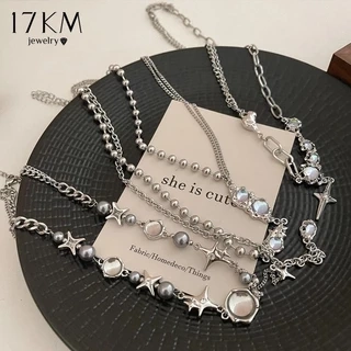 17km Vòng Cổ Bạc Nữ Đá mặt trăng Thanh Lịch Zircon Ngọc Trai Tua Rua Dây Xích Choker Cho Trang Sức Phụ Kiện