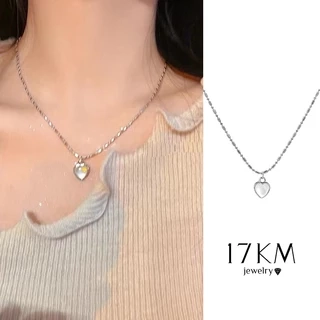 Vòng cổ 17KM mạ bạc mặt trái tim thời trang đơn giản