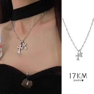 Vòng cổ choker 17KM Y2K mặt thánh giá đính pha lê thời trang
