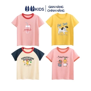 Áo Thun Bé Gái Ngắn Tay 27Kids Cotton 100% Cho Bé 2-10 Tuổi GSTS5