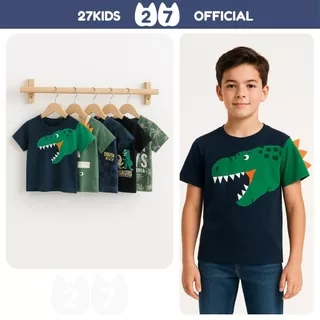 Áo thun bé trai ngắn tay 27Kids KACADY áo cộc tay hè cotton cho trẻ 2-10 tuổi BSTS5