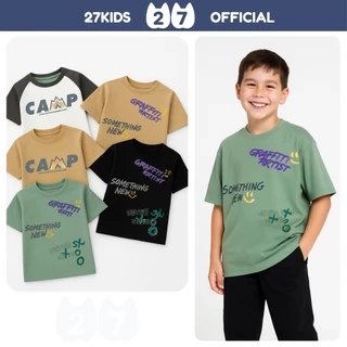 Áo thun bé trai size đại phong cách ngắn tay 27Kids AKL vải cotton 180g cho trẻ từ 4-14  tuổi BSTS1