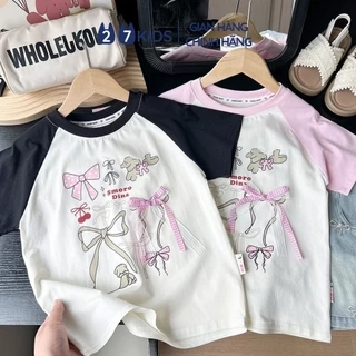 Áo thun ngắn tay bé gái 27Kids KACADY họa tiết dễ thương cotton hè nữ cho trẻ 2-10 tuổi GSTS6