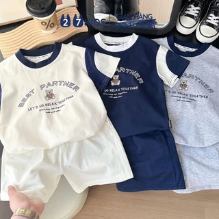 Bộ quần áo ngắn tay cho bé trai 27Kids đồ bộ nam cho trẻ từ 4-10 tuổi BSSE2