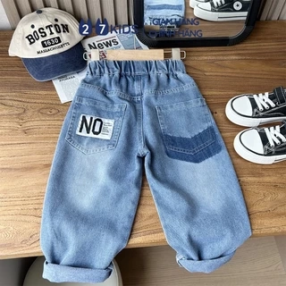 Quần jean dài bé trai 27Kids KACADY quần bò mềm lưng chun nam cho trẻ từ 4-12 tuổi BLJE4
