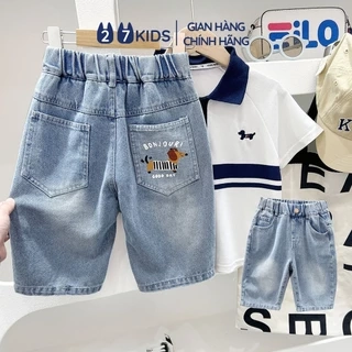 Quần short jean bé trai 27Kids KACADY Quần đùi bò mềm lưng chun nam cho trẻ từ 2-10 tuổi BSJE3