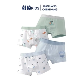 Set 4 quần lót bé trai 27kids chip nam boxer vải khử khuẩn công nghệ mới họa tiết dễ thương BSUW3