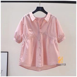 Áo sơ mi bầu 2mama xinh xắn, dáng babydoll, cổ sơ mi freesize V502