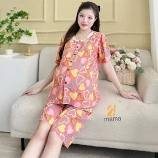Bộ đồ bầu 2mama mặc nhà cả bầu và sau sinh vải lanh tôn thái cực mát, dễ thương