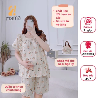 Bộ đồ bầu lửng 2MAMA chất đũi, mềm mịn, 3 tầng cộc tay mùa hè sau sinh cho mẹ V222