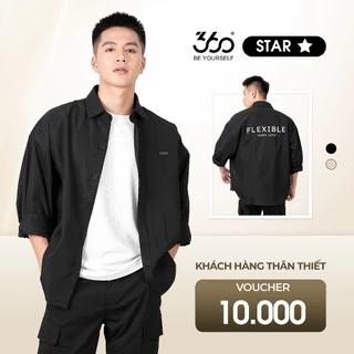 Áo sơ mi 360 Boutique áo somi kaki dài tay form rộng thêu chữ lưng - SHDOL409