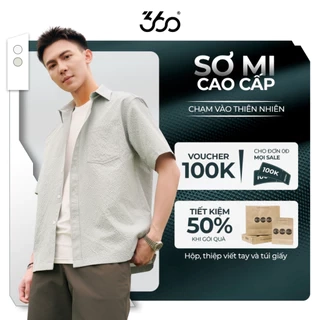 Áo sơ mi nam tay ngắn 360 Boutique vải texture thoáng mát form relax có túi trước - STNTK613
