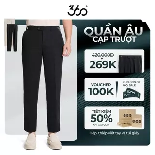 Quần âu nam cạp trượt bụng điều chỉnh thoải mái 360 Boutique quần tây đen chất dày dặn - QACOL515