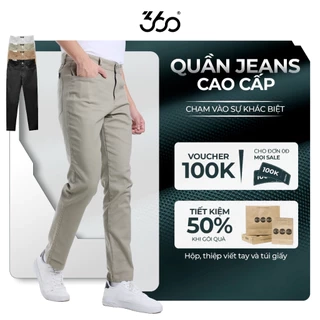 Quần jeans chất liệu vải kaki vân chéo 360 Boutique form slim trẻ trung co giãn hạn chế bai xù - QJDTK504
