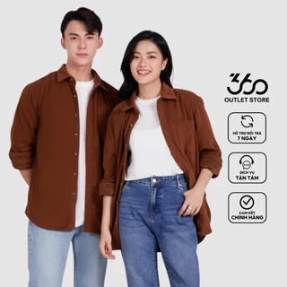 Áo sơ mi nhung tăm nam nữ dài tay thương hiệu thời trang 360 Boutique có túi ngực - STDOL317