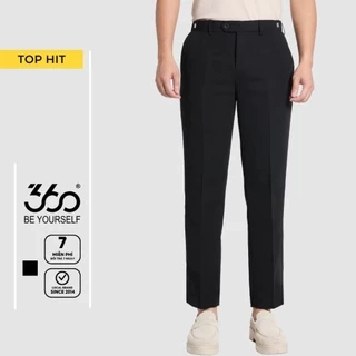 Quần âu nam cạp trượt dáng crop trẻ trung 360 Boutique quần tây đen chất liệu dày dặn - QACOL515