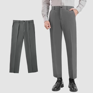 Quần dài nam màu xám hàng xưởng xuất dư quần tây dài form slimcrop vải dày dặn chống nhăn quần âu cạp ép cao cấp