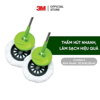 Combo 2 Bông lau thay thế (dùng cho Bộ cây lau nhà 360 độ lồng giặt và vắt tích hợp) 3M™ Scotch-Brite™, thấm hút tốt