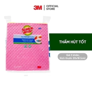 Combo 3 Khăn lau đa năng 20x18cm 3M™ Scotch-Brite®, không để lại bụi, tự phân hủy 100%