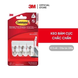 Móc dán tường đầu kim loại chịu lực 225g 3M™ Command™, 17067, đầu kim loại, bám cực chắc, chịu lực 225g, vỉ 3 cái