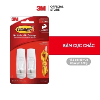 Móc dán tường chịu lực 1.3kg 3M™ Command™, 17001, độ bền cao, bám cực chắc, chịu lực 1.3kg, vỉ 2 cái