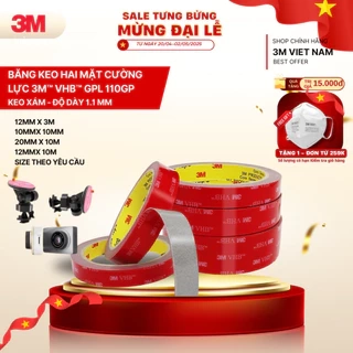 Băng Keo 2 mặt cường lực 3M™ VHB GPL-110GF 1.1mm- màu xám- Dán vè mưa,Logo, Đồ chơi xe, vật dụng gia đình...