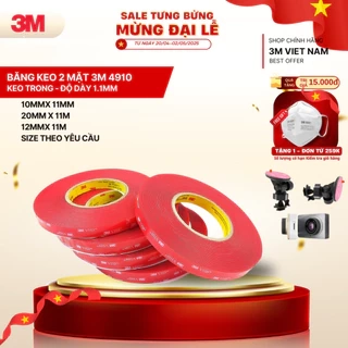 Băng keo cường lực 2 mặt 3M™ VHB 4910 - Keo màu trong, độ dày 1mm kết dính cao