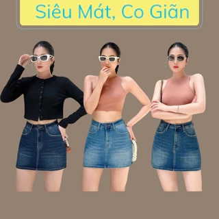 TTTHAO - Chân Váy Jeans Cao Cấp, Siêu Mát, Co Giãn Chữ A Dáng Ngắn 34cm Hàng VNXK J8