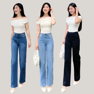 TTTHAO - Quần jean nữ ống suông dài 92cm vải cotton co giãn cao cấp cho chị em nấm lùn J1