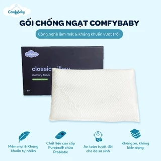 Gối Sơ Sinh chống mồ hôi trộm, mát gáy, chống ngạt, kháng khuẩn Comfy Baby Purotex Bamboo (0–36 tháng)