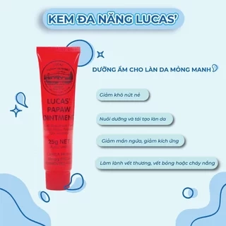 Kem đa năng, cấp ẩm Lucas Papaw Ointment dưỡng da tuýp 25g Úc loại bỏ mụn nhọt phát ban mẩn ngứa hăm tã nứt đầu