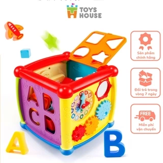 Đồ chơi giáo dục - Hộp bận rộn 6 mặt - thả hình khối - đàn nhạc cho bé - tập đếm số, thả hình khối ToysHouse HE0520