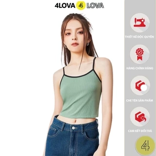 Áo hai dây crotop nữ trơn basic 4LOVA chất liệu thun tăm cotton mềm mại, thoáng mát EVA058