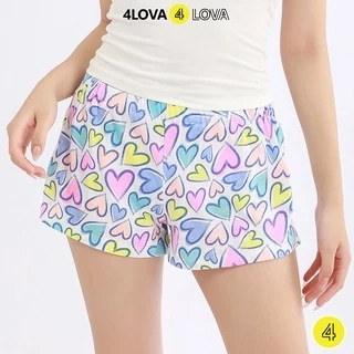 Quần đùi nữ mặc nhà coton co giãn cao cấp 4LOVA cạp chun in họa tiết vintage dễ thương
