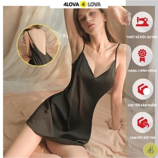 Váy ngủ 2 dây sexy 4LOVA chất liệu lụa Latin cao cấp mềm mại thiết kế hở lưng quyến rũ EVA.VN3