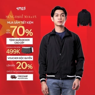 Áo khoác dù nam cổ cao 4MEN AK067 vải dù (gió) trượt nước đẹp cao cấp, có cổ đứng, may 2 lớp, phối bo viền trẻ trung