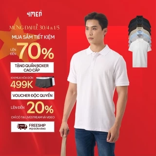 Áo polo nam trơn basic 4MEN PO137 vải tổ ong thấm hút mồ hôi, thoáng mát, mềm chống nhăn, co giãn
