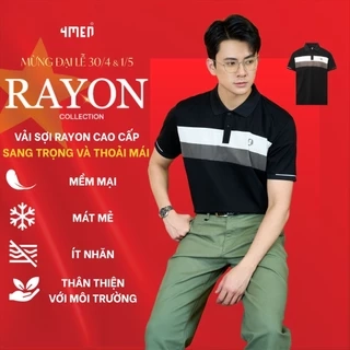 Áo Polo Rayon In Logo Tròn M Form Regular 4MEN PO164 cổ bẻ, vải mềm mịn, thoáng mát