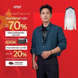Áo Sơ Mi Nam Oxford Kẻ Sọc Tay Dài 4MEN SM159 Vải Dày Dặn, Form Regular Trẻ Trung, Thanh Lịch, Basic, Dễ Phối