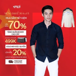 Áo sơ mi oxford nam tay dài 4MEN SM158 cổ button down, form regular, vải trơn cao cấp đẹp dày dặn, thấm mồ hôi