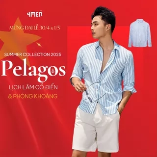 Áo Sơ Mi Oxford Tay Dài Sọc Xanh Thêu Bánh Lái Form Tailored 4MEN SM183 đứng phom, trẻ trung, năng động