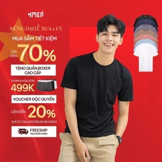 Áo thun nam cổ tròn trơn 4MEN AT161 form slimfit đẹp ôm body, vải cotton cao cấp co giãn 4 chiều thấm mồ hôi, giá rẻ