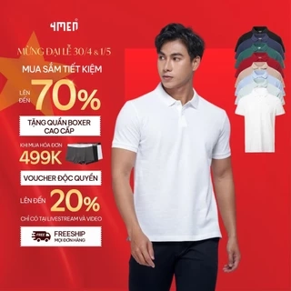 Áo thun polo nam trơn 4MEN PO153 có cổ bẻ basic form slimfit ôm đẹp trẻ trung, vải cá sấu chống nhăn mềm mịn mát giá rẻ