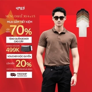 Áo thun polo nam trơn vải modal 4MEN PO138 form slimfit thun cá sấu đẹp cao cấp, mềm mát, ít nhăn, trẻ trung, nhiều màu