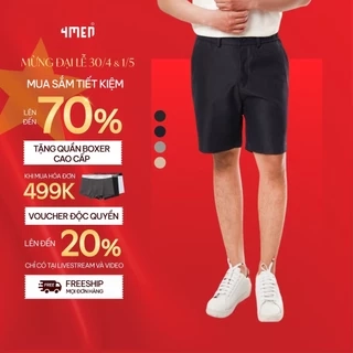 Quần Short Nam Trơn Slimfit 4MEN QS060 basic, vải kaki mềm mại, chống nhăn, thoáng mát, trẻ trung