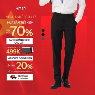 Quần tây âu nam co giãn 4MEN QT058 form slimfit Hàn Quốc ống ôm đẹp, vải cao cấp không nhăn, 3 màu đen, xám, xanh đen