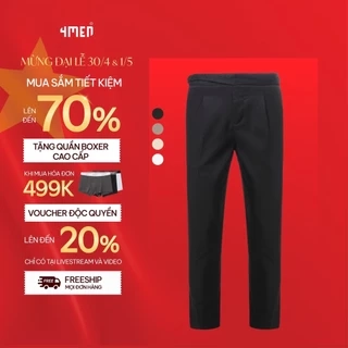 Quần tây nam công sở sidetab 2 bên 4MEN QT067 vải co giãn cao cấp, form slimfit ôm cạp cao Hàn Quốc