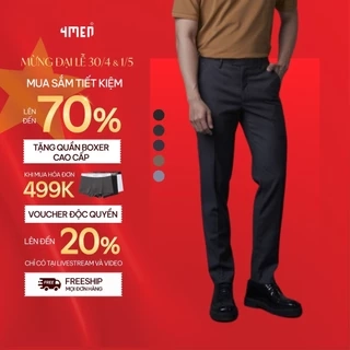 Quần tây nam trơn 4MEN QT031 form slimfit tôn dáng, vải rayon cao cấp hạn chế nhăn, mềm mịn, co giãn